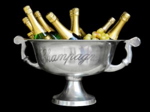 bowl of champagne bottles